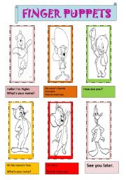 English Worksheet: finger puppets