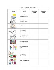 English worksheet: DAILY ROUTINE SPELLING ACTIVITY-3