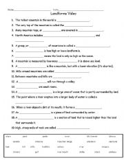 Landforms worksheets