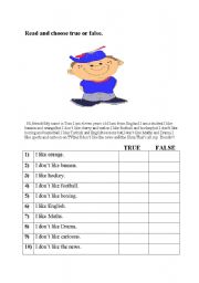 English Worksheet: like-dislike