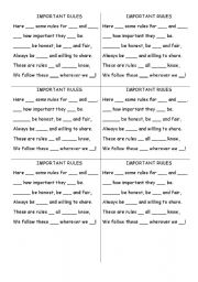 English Worksheet: Importanr rules