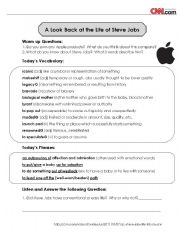 English Worksheet: CNN News Listening and Discussion - Steve Jobs