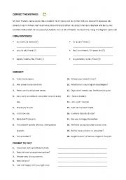 English Worksheet: A grammar revision worksheet for elementary students