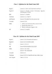 English Worksheet: Syllabus