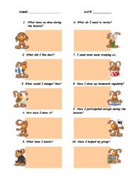 English Worksheet: Self Assessment Worksheet