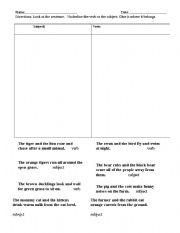 English worksheet: Animal Verbs or Subjects