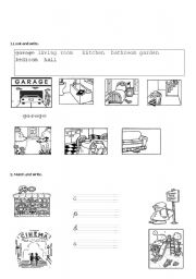 English worksheet: household