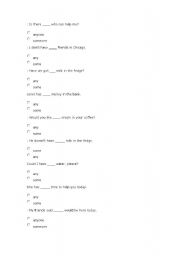 English Worksheet: Any and some