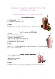 English Worksheet: How to make a milkshake!