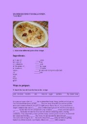 English worksheet: Spanish recipes for halloween