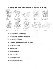 English Worksheet: jobs and outdoor activities