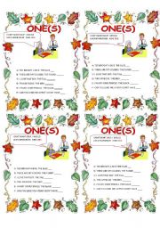 English Worksheet: ONE / ONES