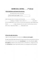 English Worksheet: 7th remedial work