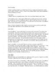 English Worksheet: Hone your pitching skills