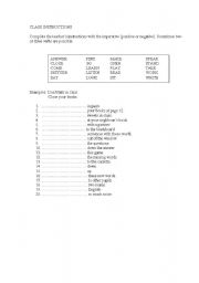 English Worksheet: classroom instructions_imperative