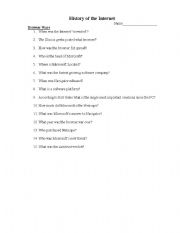 English worksheet: History of the internet