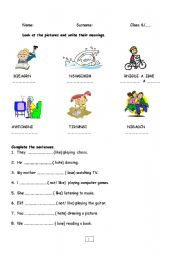 English worksheet: present simple with like verb
