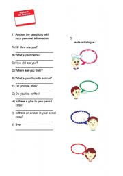 English Worksheet: Dialogue - Presentation