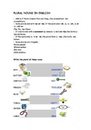 English worksheet: plurals for technical english