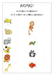 English worksheet: Animals