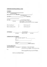 English Worksheet: Introductions and Small Talk