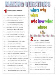 English Worksheet: MAKING QUESTIONS