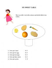 English Worksheet: my sweet table