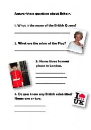 English Worksheet: How much do you know about UK?