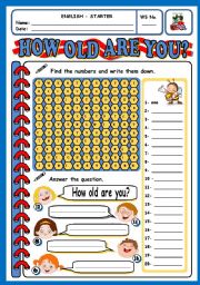 English Worksheet: HOW OLD ARE YOU?