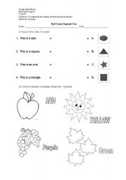 English worksheet: Test 1st grade