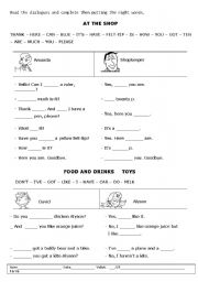 English Worksheet: At the shop