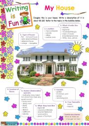 English Worksheet: Writing is Fun (2)  -  My house