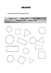 English worksheet: Shapes. Reinforcement sheet for second grade
