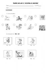 English worksheet: test 6 grade