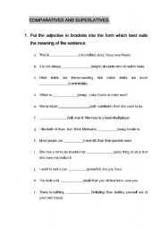 English Worksheet: Comparatives and superlatives exercises