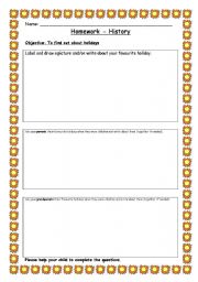 English Worksheet: About Holidays Homework