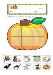 English Worksheet: Halloween Bingo