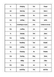 English worksheet: Present Simple and Continuous Domino