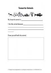 English Worksheet: Favourite Animal