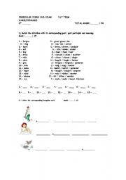 English Worksheet: irregular english verbs exam