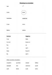 English Worksheet: E1 reading exam - to remember list