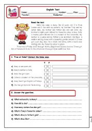 English Worksheet: TEST (to be and to have got)