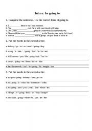 English Worksheet: BE GOING TO EXERCISES