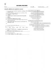 English worksheet: natural feature