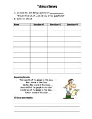 English Worksheet: survey in ordering food