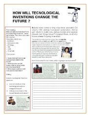 English Worksheet: How will technological inventions change the future? 