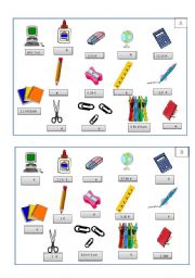 English Worksheet: How much stationary asking prices