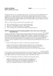 English Worksheet: READING AND WRITING TEST