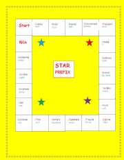 English Worksheet: STAR PREFIX GAME