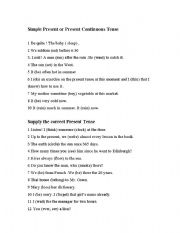 English worksheet: Present Tense 